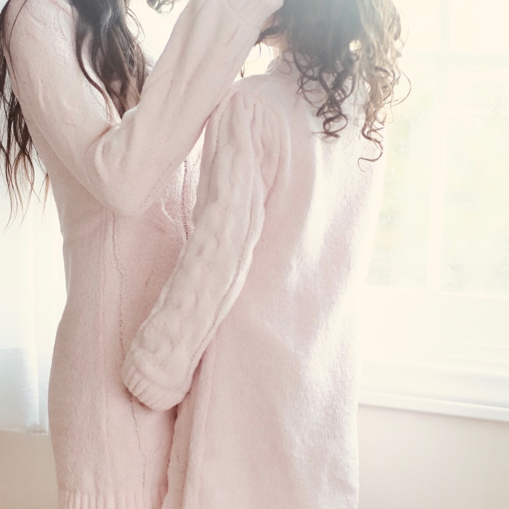 Girl pink sweater dress